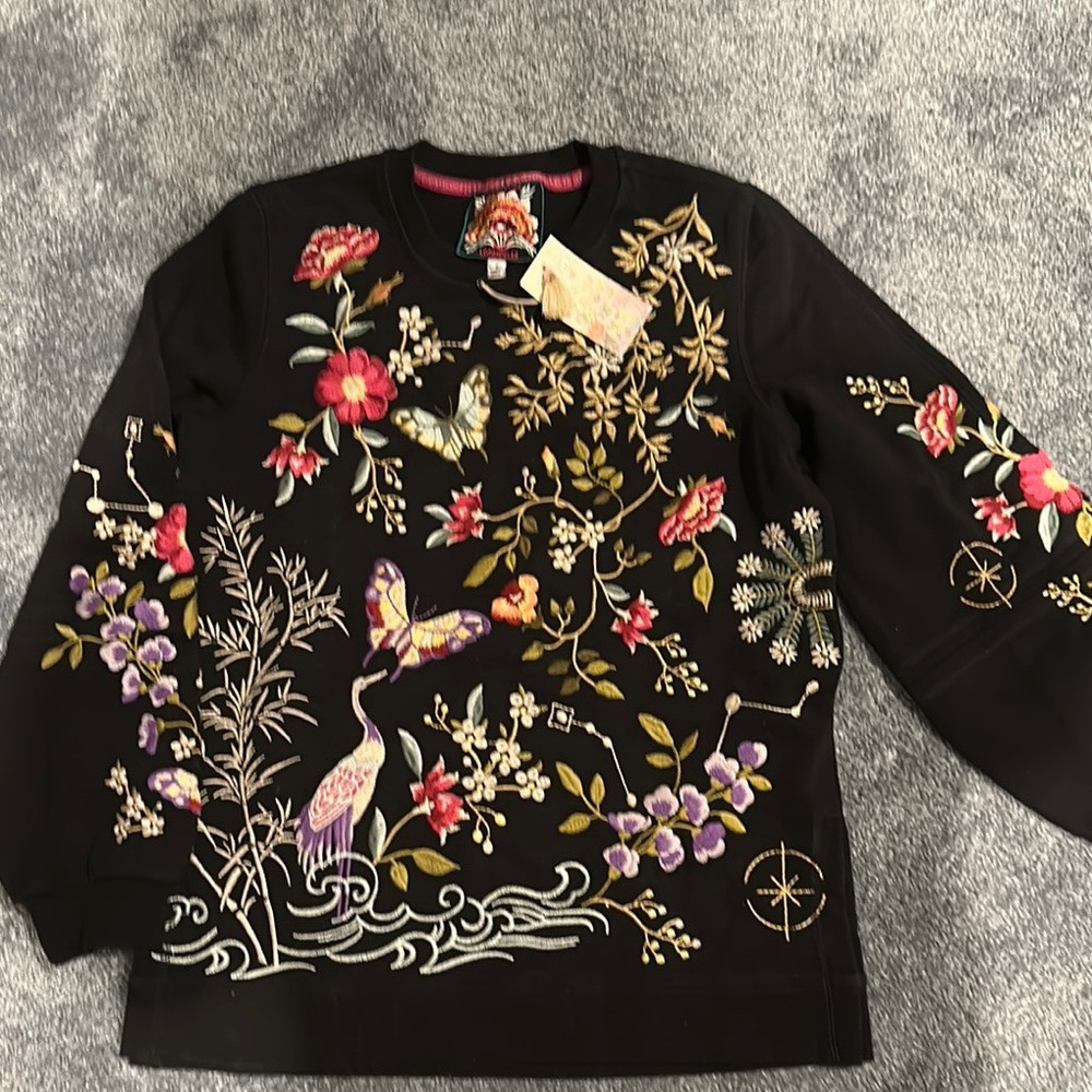 Johnny Was Black Floral Embroidered Jacket